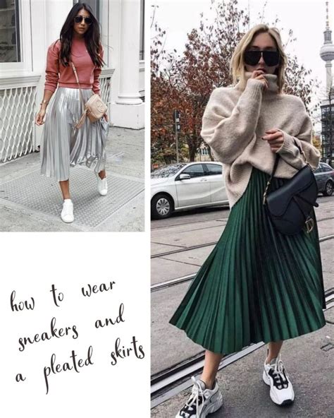 pleated skirt and sneakers.